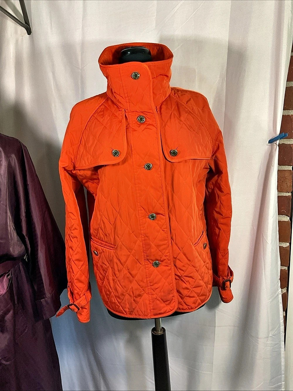 Talbots Quilted Puffer Jacket in Orange Size Medium Like New